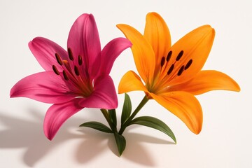 Fototapeta premium Colorful pink and orange lilies in full display
