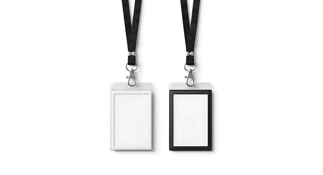 Two ID Badges with Lanyards on a White Background for Identification and Access Control