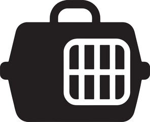 Pet carrier box silhouette icon, ideal for pet travel design, animal transport, and pet care projects.
