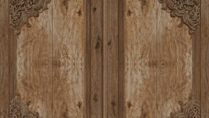 Uniform weather-beaten wood door design with rusted fastening