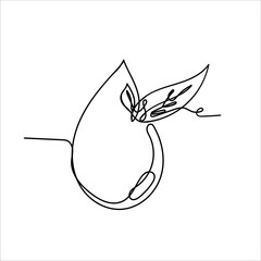 continuous line drawing water and leaf illustration