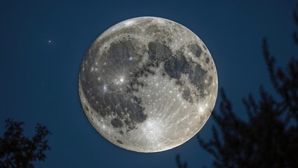 Naklejka premium Supermoon Illuminates the Autumn Night: A Close-Up of the November 14, 2016 Full Moon