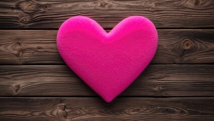 Fototapeta premium Delicate Pink Heart Positioned Against Wooden Texture