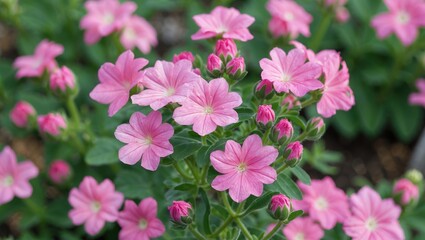 Fototapeta premium Citronella geranium with pink flower clusters