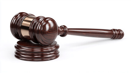 Wooden gavel on stand