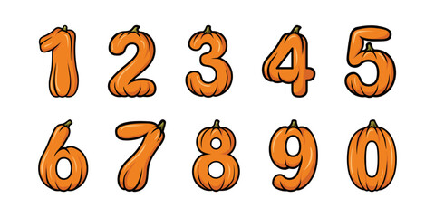 Vibrant pumpkin numbers perfect for autumn festive designs