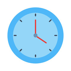 Clock Icon Vector | Round Wall Time Symbol Illustration | Simple Blue Watch Graphic Design Clipart | Timer, Schedule, Hour, Minute Silhouette PNG