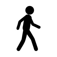 Walking Person Icon Vector | Human Stick Figure Silhouette | Simple Pedestrian Symbol Graphic | Fitness Exercise Walk Clipart Isolated PNG