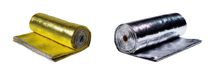 Reflective insulation rolls for energy efficiency home improvement PNG set, cut out, isolated on transparent background