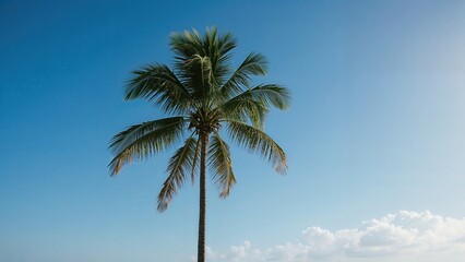 Palm tree standing tall beneath an unobstructed blue sky