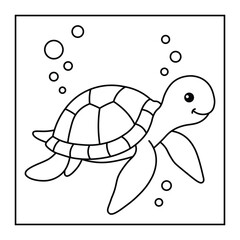 Sea Turtle Coloring Page – Simple Ocean Animal Line Art for Kids