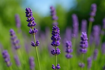 Obraz premium Close-up shot of lavender blossoms amidst garden foliage