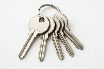 Set of keys arranged against a white background