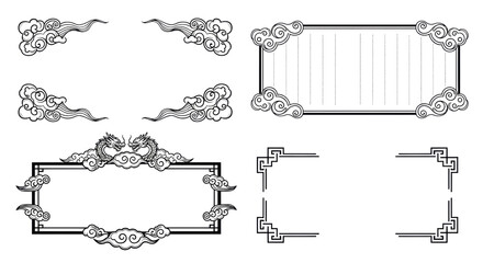 Set of decorative vintage ornamental frames
