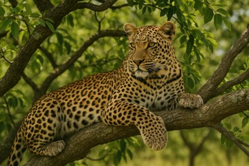 Wild feline perched in a tree