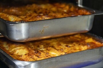 Classic Italian lasagne al forno baked to perfection with layers of cheese and meat sauce