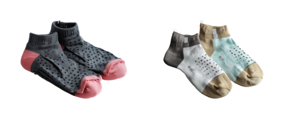 Fashionable athletic socks for training product showcase PNG set, cut out, isolated on transparent background