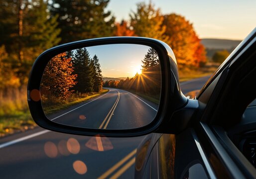 Autumn Road Reflection - Powered by Adobe