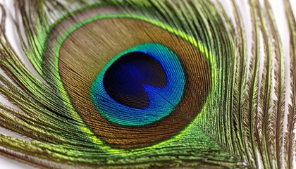 Close-up of a Peacock Feather with Vibrant Colors and Intricate Details