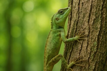 Fototapeta premium Small creature resting on a tree limb