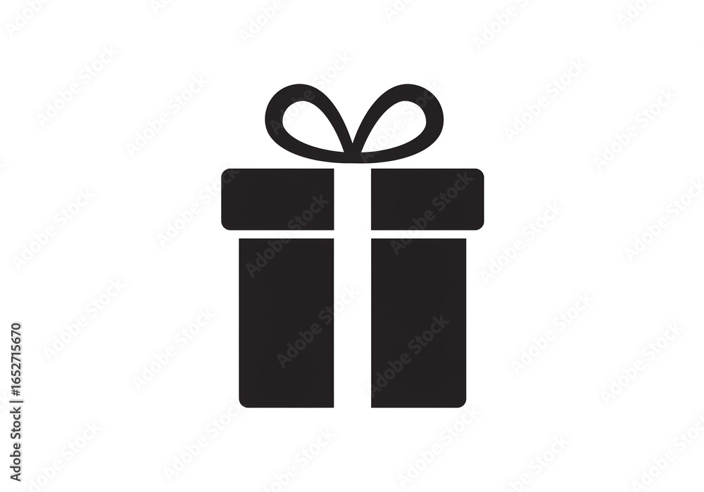 Poster A simple black gift box with a ribbon on top isolated on a white background in a vector format