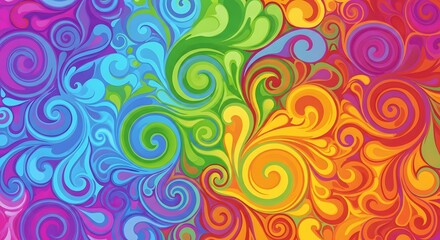 Colorful Abstract Swirling Pattern with Vibrant Bright Colors Artistic Design