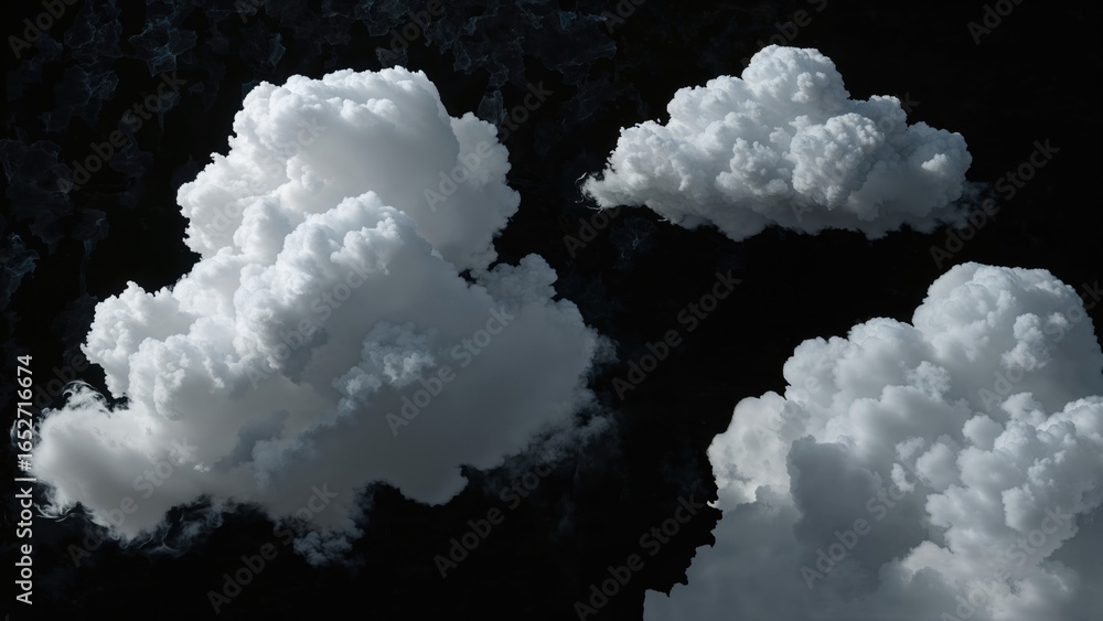 Poster solitary white clouds against a dark background created with ai generative techniques