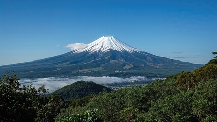 Fototapeta premium Scenic mountain landscape with lush greenery and clear skies