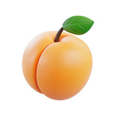 3D Peach Emoji Illustration. Symbol Of Freshness And Healthy Eating. Isolated On Transparent Background