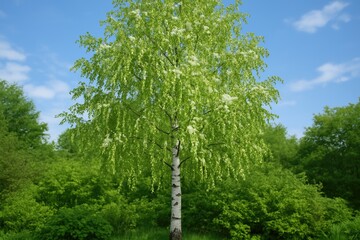 Fototapeta premium Is it possible for birch trees bearing green seeds to thrive?