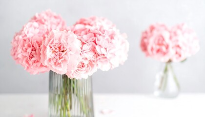 Delicate pink hydrangeas in a vase