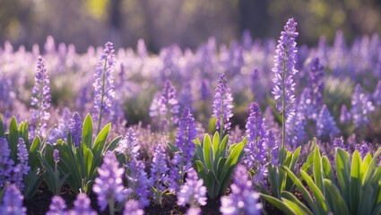 Obraz premium Bright purple petals thriving in a flower patch