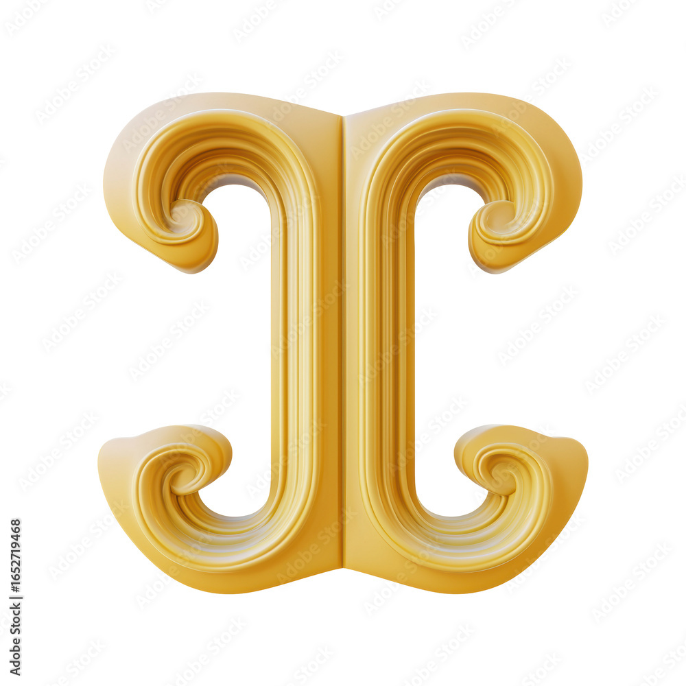 Poster Ornate Golden Scroll Design. Decorative Element For Architecture And Art. Isolated On Transparent Background