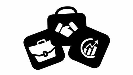 Obraz premium Illustration showing business deal with handshake, briefcase, and financial graph, on a white background silhouette