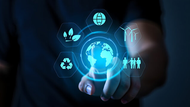 Digital Earth Sustainability Icons globe ecology