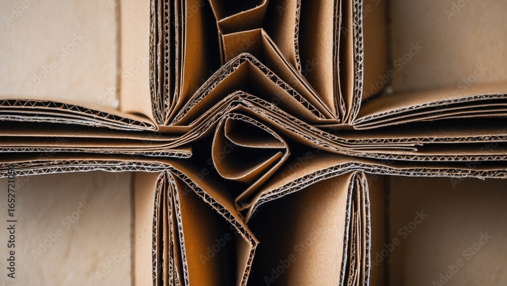Poster detailed view of folded cardboard showing layered macro texture