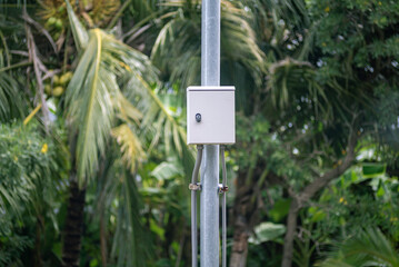 Electrical Box Mounted on Metal Pole