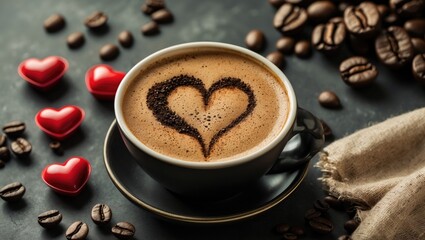 Coffee lover's theme illustration featuring empty space for customization