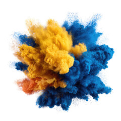 Explosion of colorful powder clouds against black background