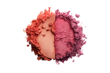Two shades of blush powder isolated on transparent background