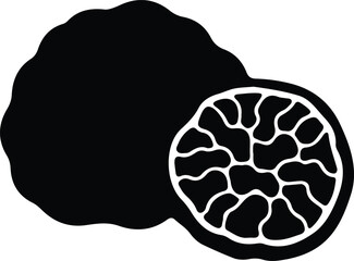 Vector Illustrator Bergamot fruit half cut graphic icon Silhouette