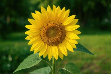 Garden scene featuring a bright Helianthus flower