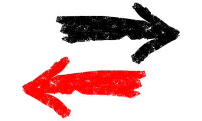Black and red hand-drawn straight arrows png. Bold marker style doodle isolated on a transparent background for graphic design, navigation, and digital communication.