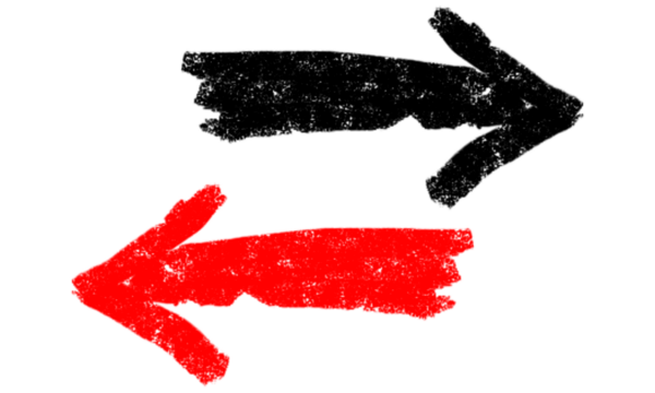 Black and red hand-drawn straight arrows png. Bold marker style doodle isolated on a transparent background for graphic design, navigation, and digital communication.