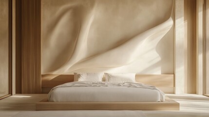 Modern bedroom with wooden accents