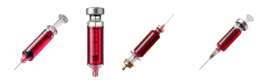 Blood collection process using syringes in medical PNG set, cut out, isolated on transparent background - Powered by Adobe