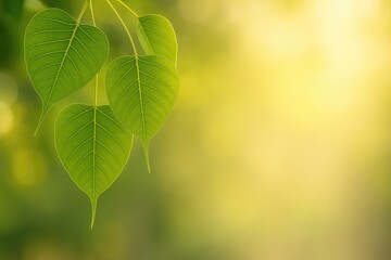 Illustration of leaves from the Bodhi or Pho tree with open space, representing knowledge and spiritual insight