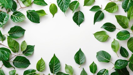 Fototapeta premium Vibrant green plant leaves against a stark white backdrop
