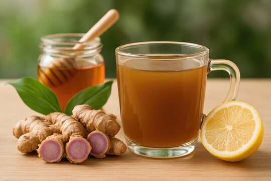 Natural remedy with Kaempferia, honey, and lemon for wellness and disease prevention