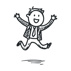 Fototapeta premium Businessman jumping with joy to celebrate success and achievement